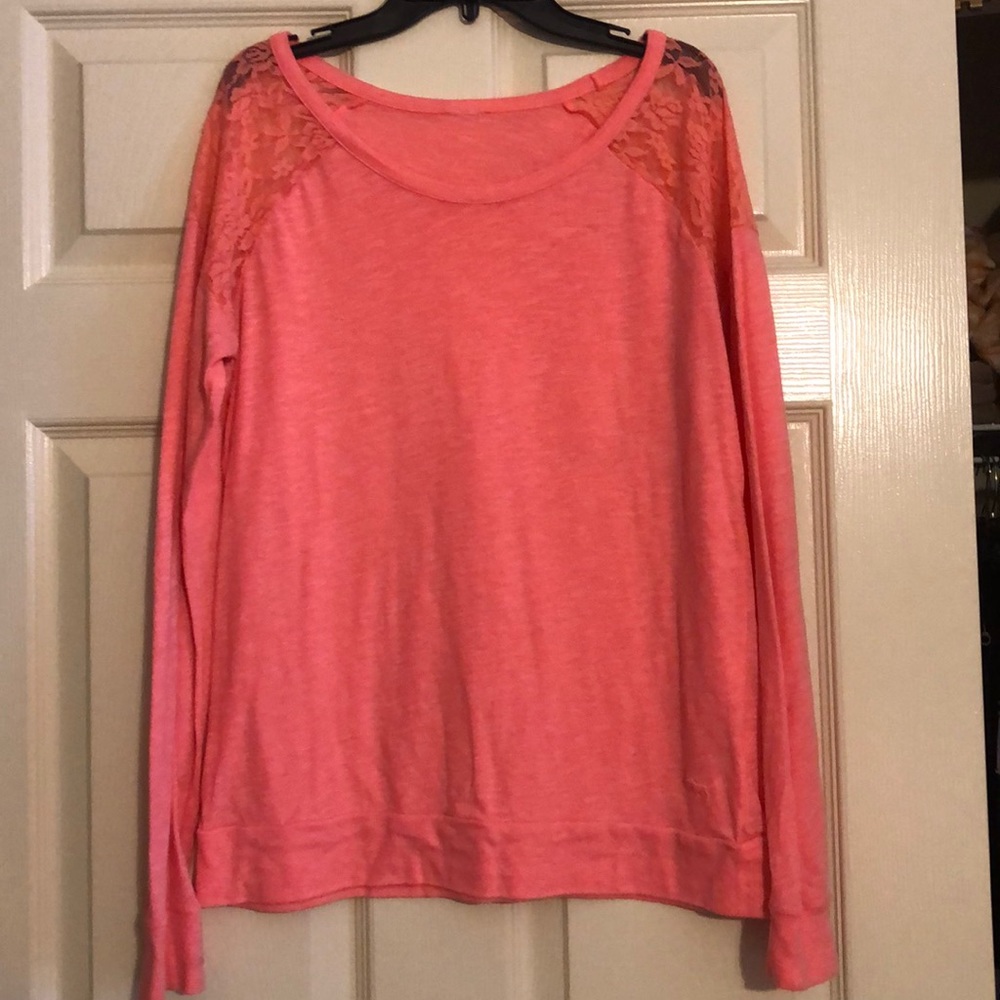 PINK Coral Lace Long Sleeve Tee
